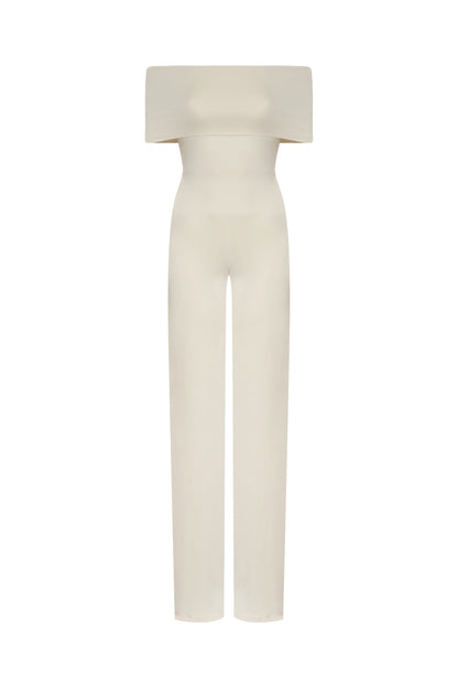 Bardot Collar Sleeveless Jumpsuit